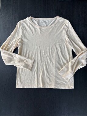 J. Crew Vintage Cotton Long-Sleeve Crew in Light Cream